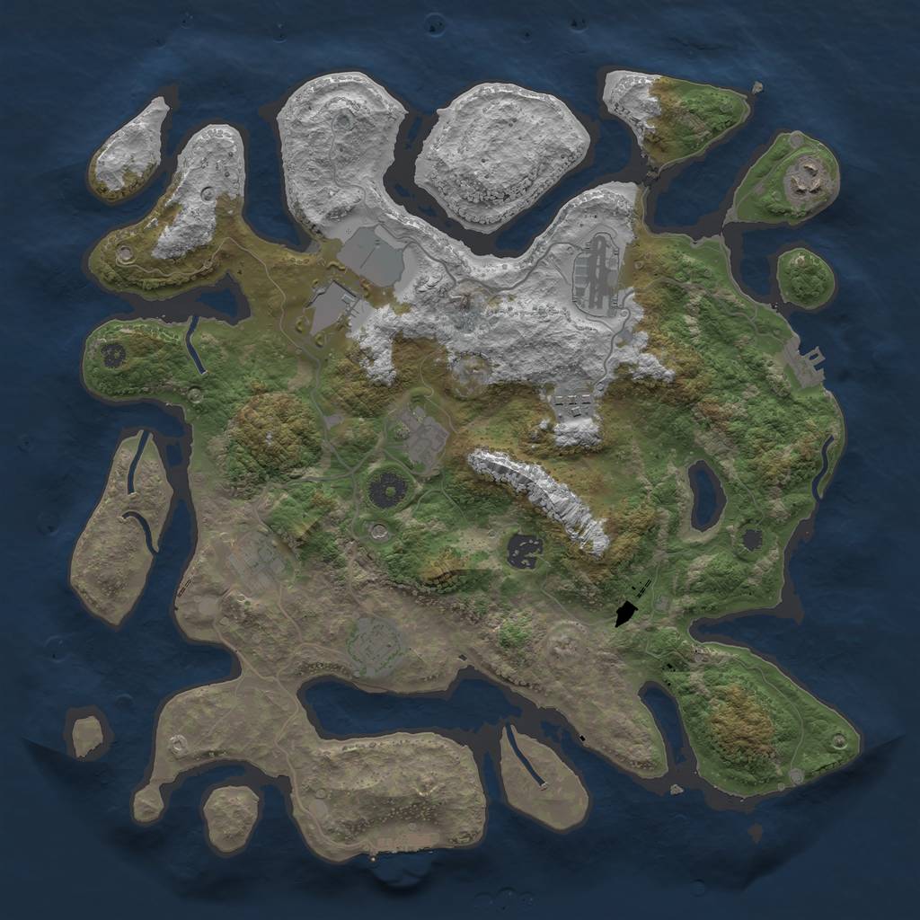 Rust Map: Procedural Map, Size: 3800, Seed: 1377, 13 Monuments