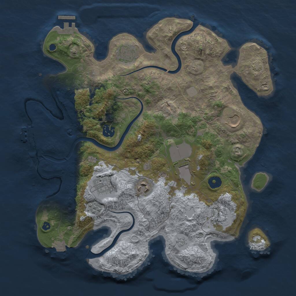 Rust Map: Procedural Map, Size: 3500, Seed: 4178024, 14 Monuments