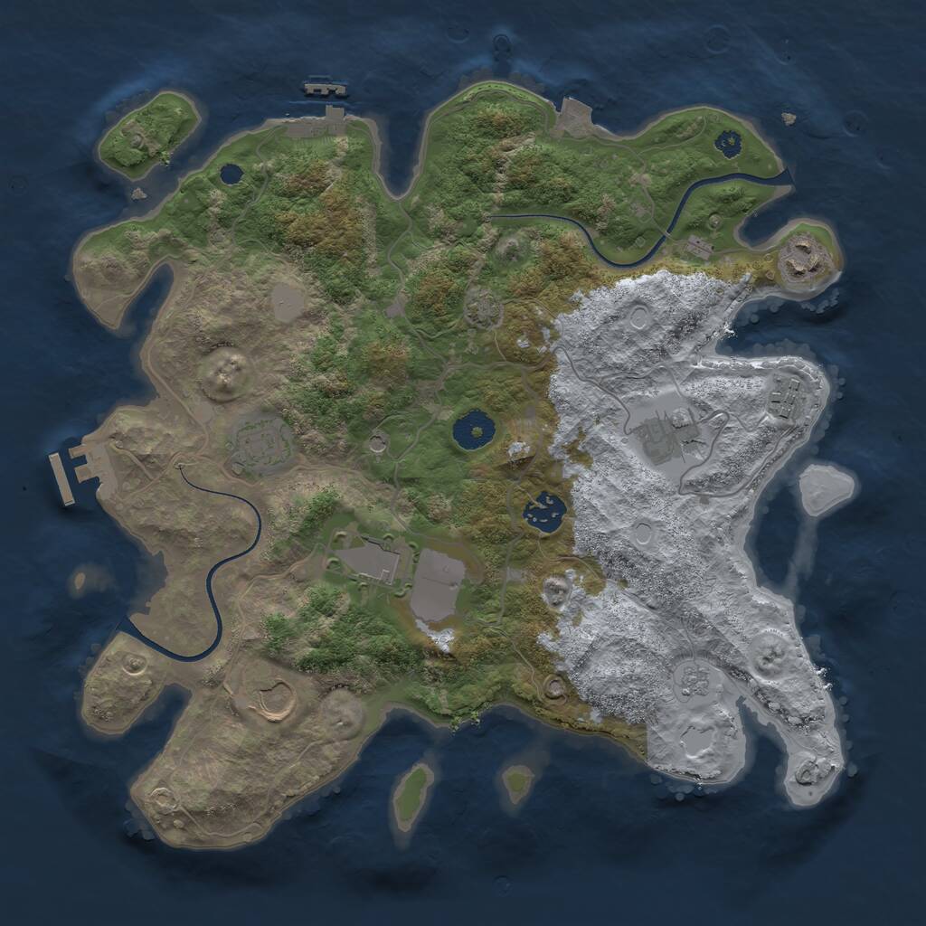 Rust Map: Procedural Map, Size: 3500, Seed: 457669, 13 Monuments