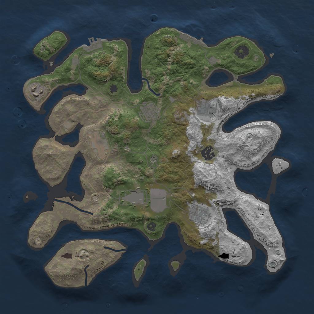 Rust Map: Procedural Map, Size: 3500, Seed: 457669, 12 Monuments