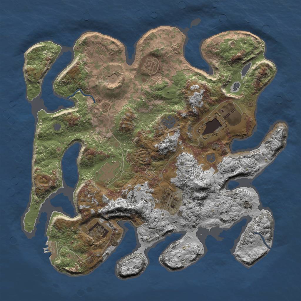 Rust Map: Procedural Map, Size: 3502, Seed: 16, 12 Monuments