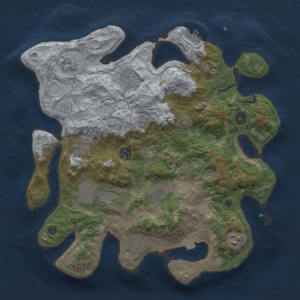 Rust Map: Procedural Map, Size: 3600, Seed: 252968, 16 Monuments