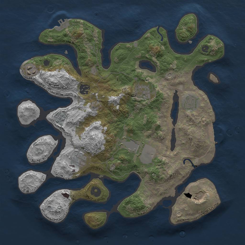 Rust Map: Procedural Map, Size: 3500, Seed: 3334543, 13 Monuments