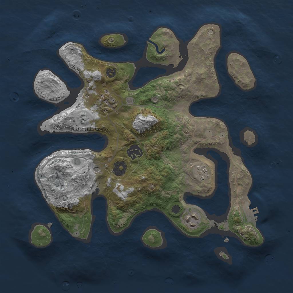 Rust Map: Procedural Map, Size: 3000, Seed: 837446767, 8 Monuments