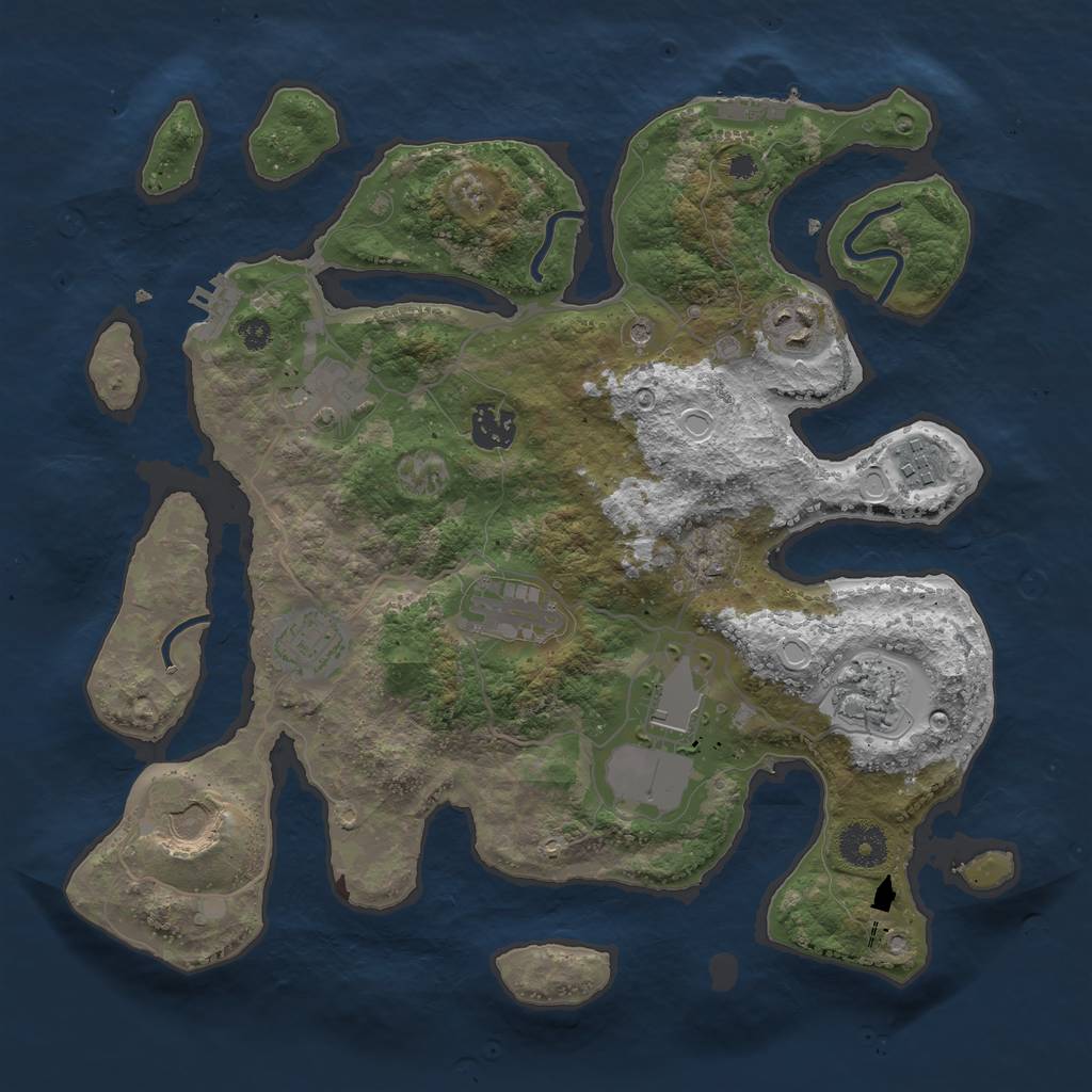 Rust Map: Procedural Map, Size: 3500, Seed: 991, 17 Monuments