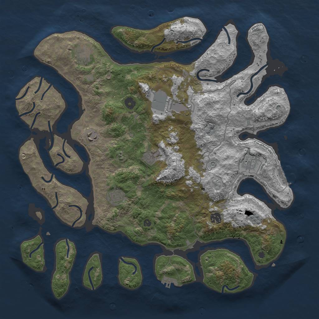 Rust Map: Procedural Map, Size: 4250, Seed: 51259, 16 Monuments