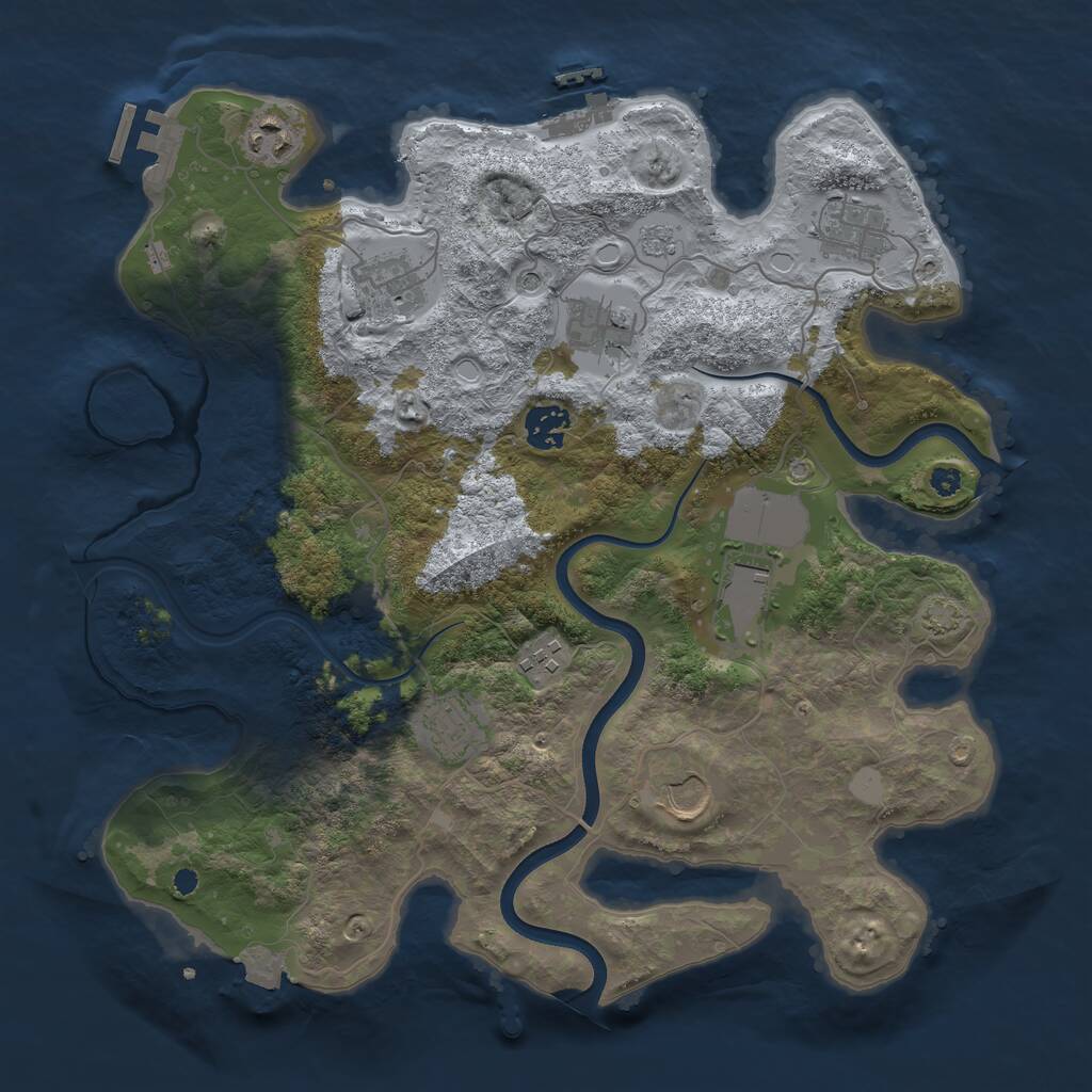 Rust Map: Procedural Map, Size: 3600, Seed: 58, 15 Monuments
