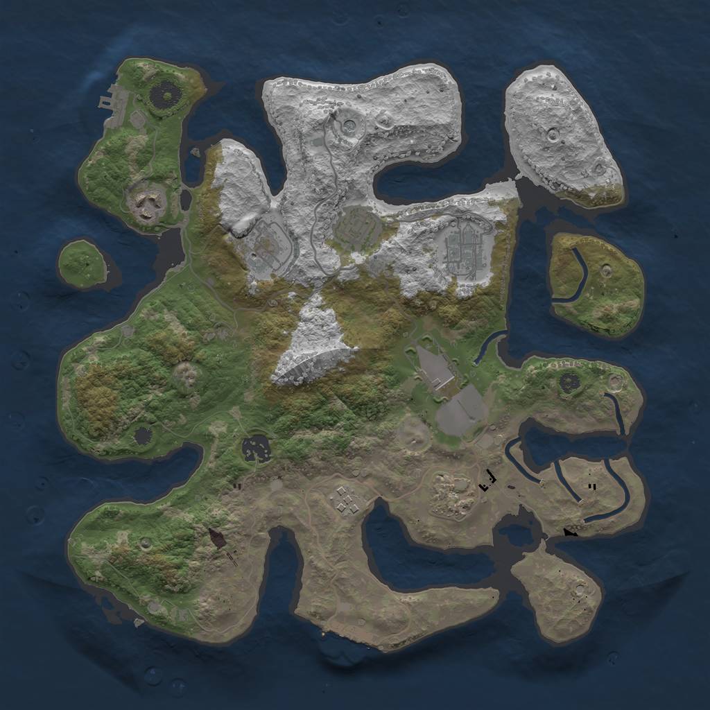 Rust Map: Procedural Map, Size: 3600, Seed: 58, 13 Monuments