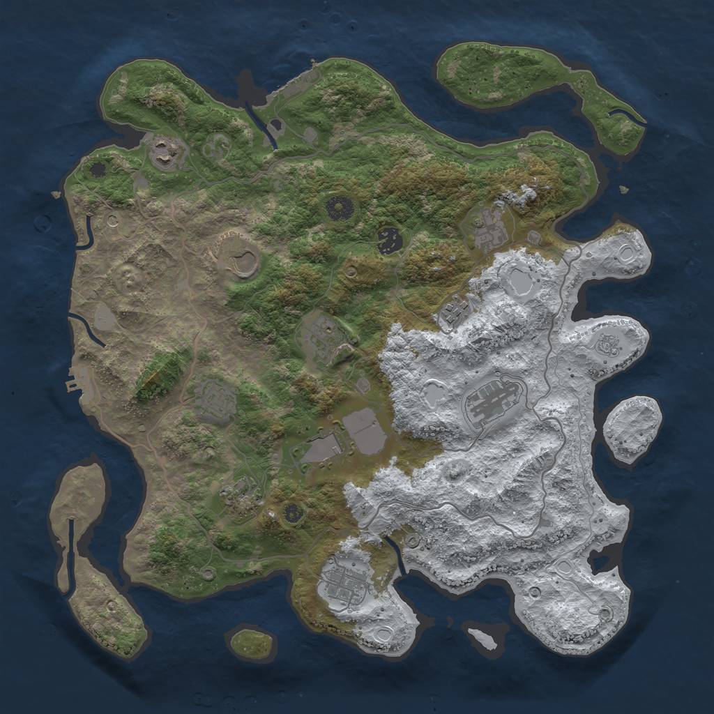 Rust Map: Procedural Map, Size: 4000, Seed: 2003785827, 20 Monuments