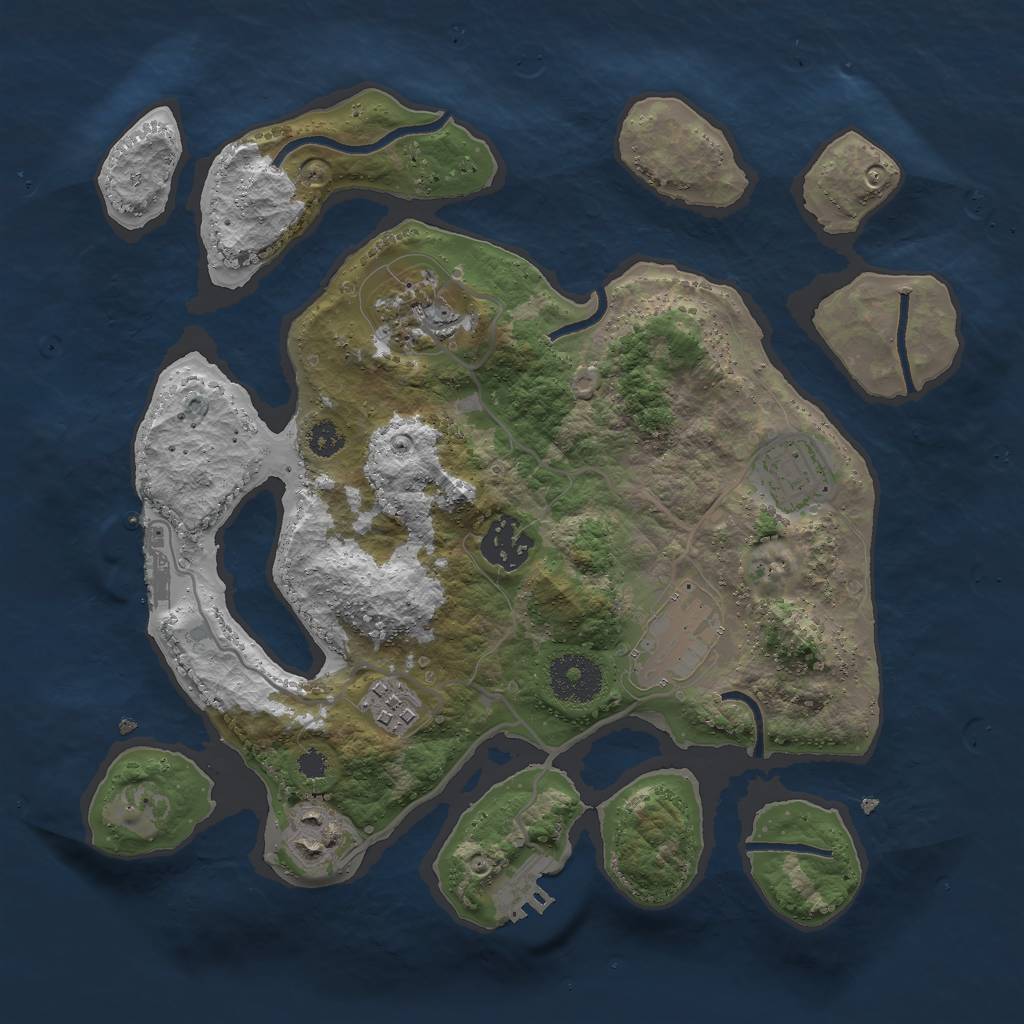 Rust Map: Procedural Map, Size: 3000, Seed: 5035769, 10 Monuments