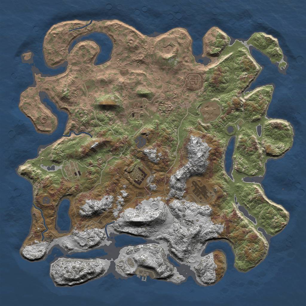 Rust Map: Procedural Map, Size: 4000, Seed: 2145000270, 13 Monuments