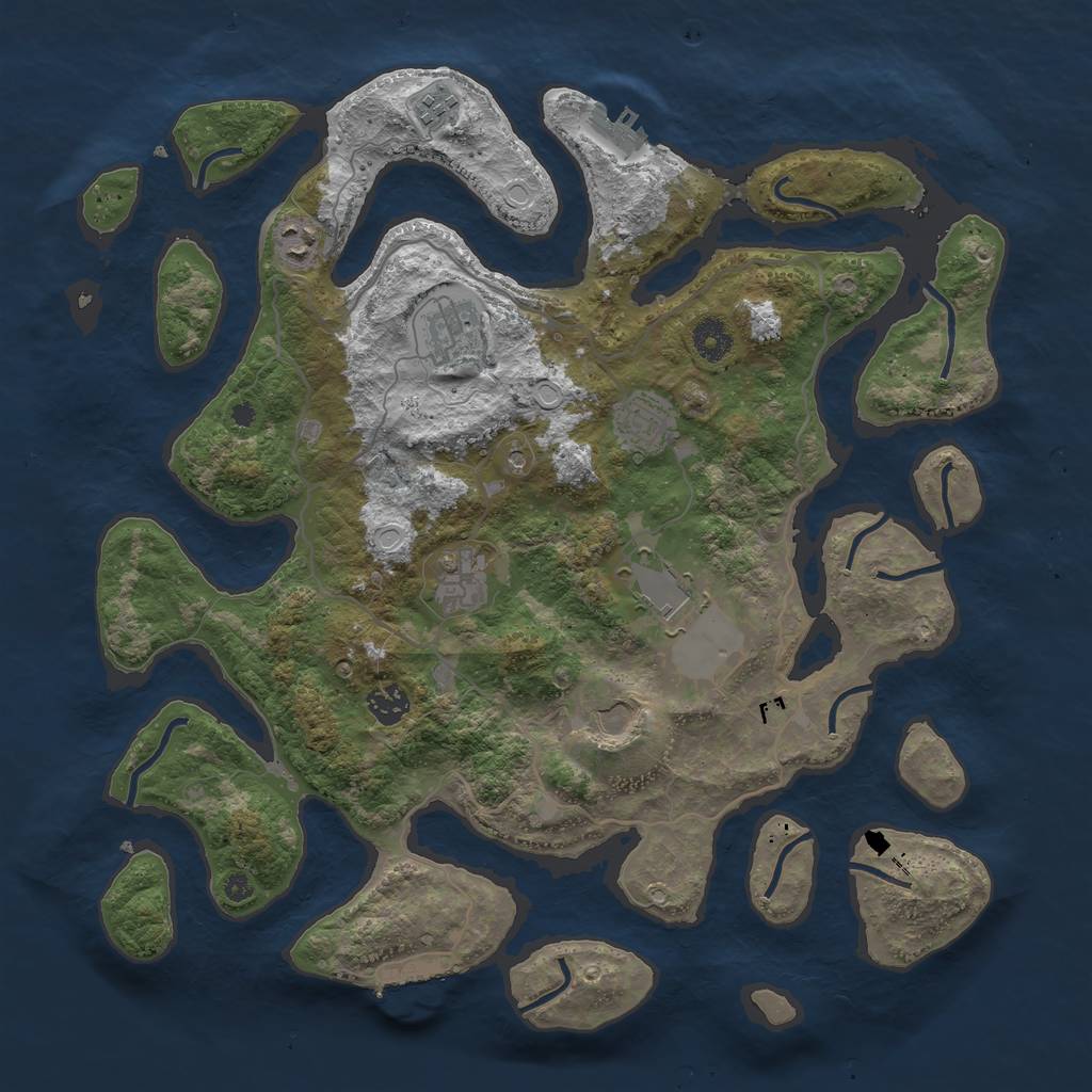 Rust Map: Procedural Map, Size: 4000, Seed: 38562021, 16 Monuments