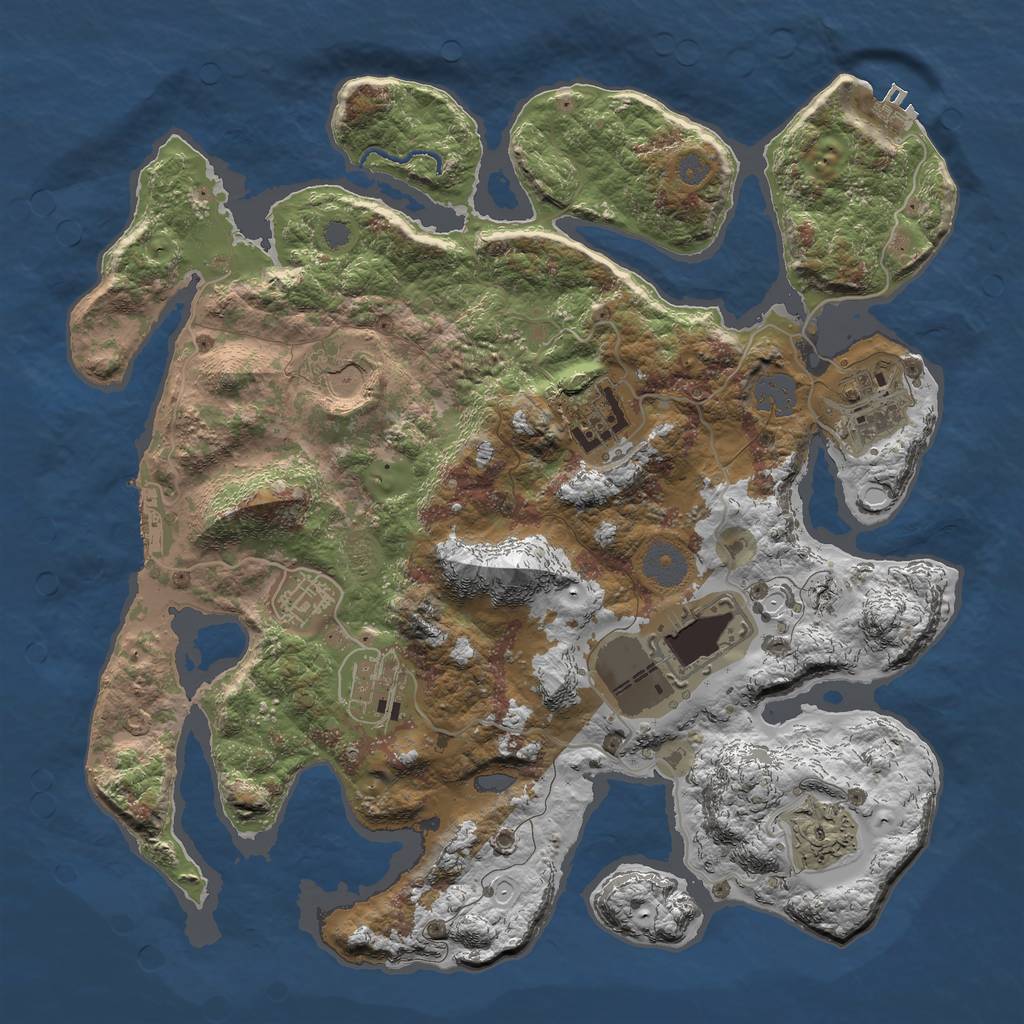 Rust Map: Procedural Map, Size: 3500, Seed: 19856532, 14 Monuments