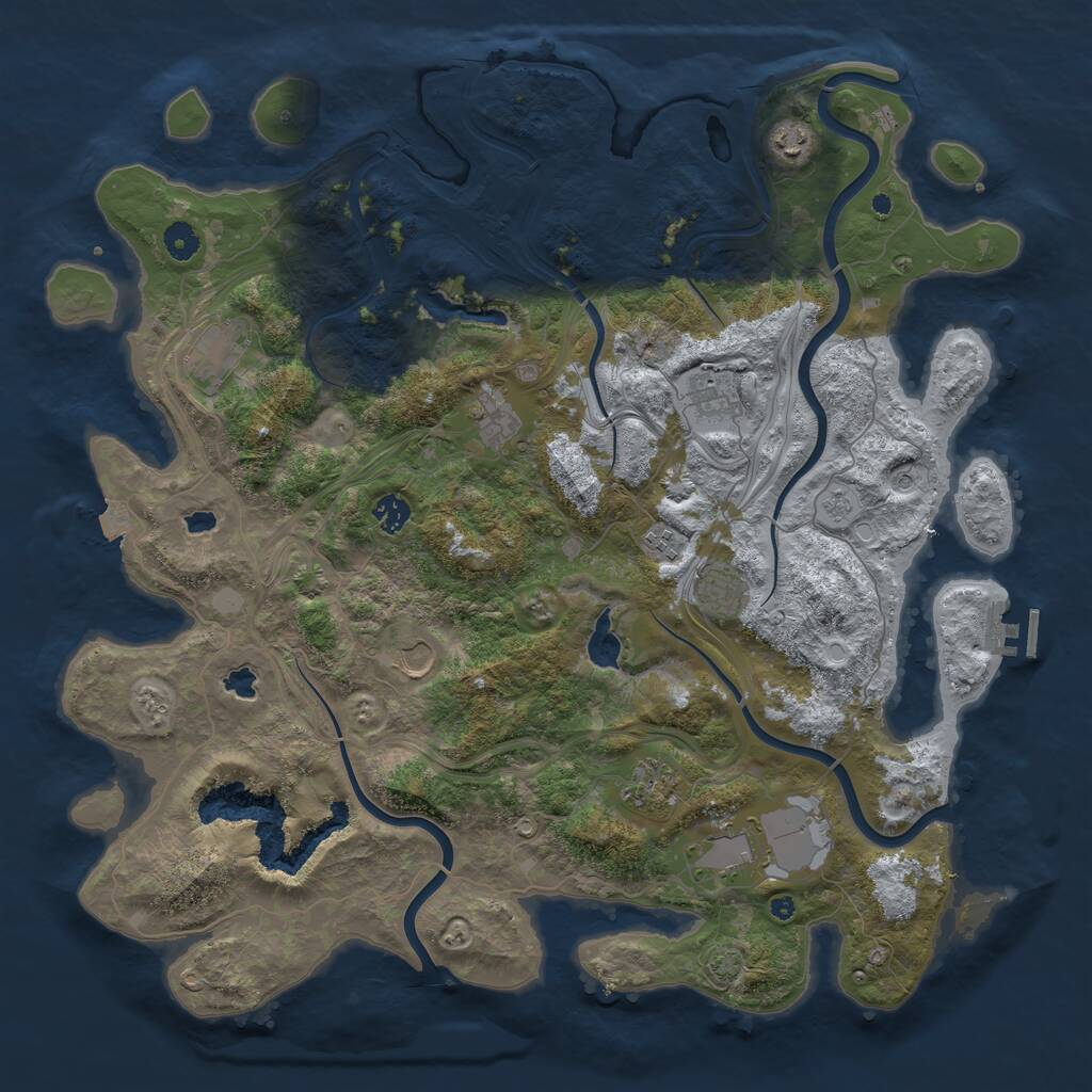 Rust Map: Procedural Map, Size: 4500, Seed: 2323, 15 Monuments