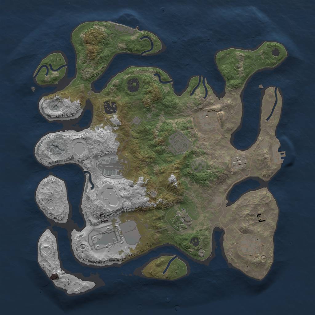 Rust Map: Procedural Map, Size: 3500, Seed: 607, 16 Monuments