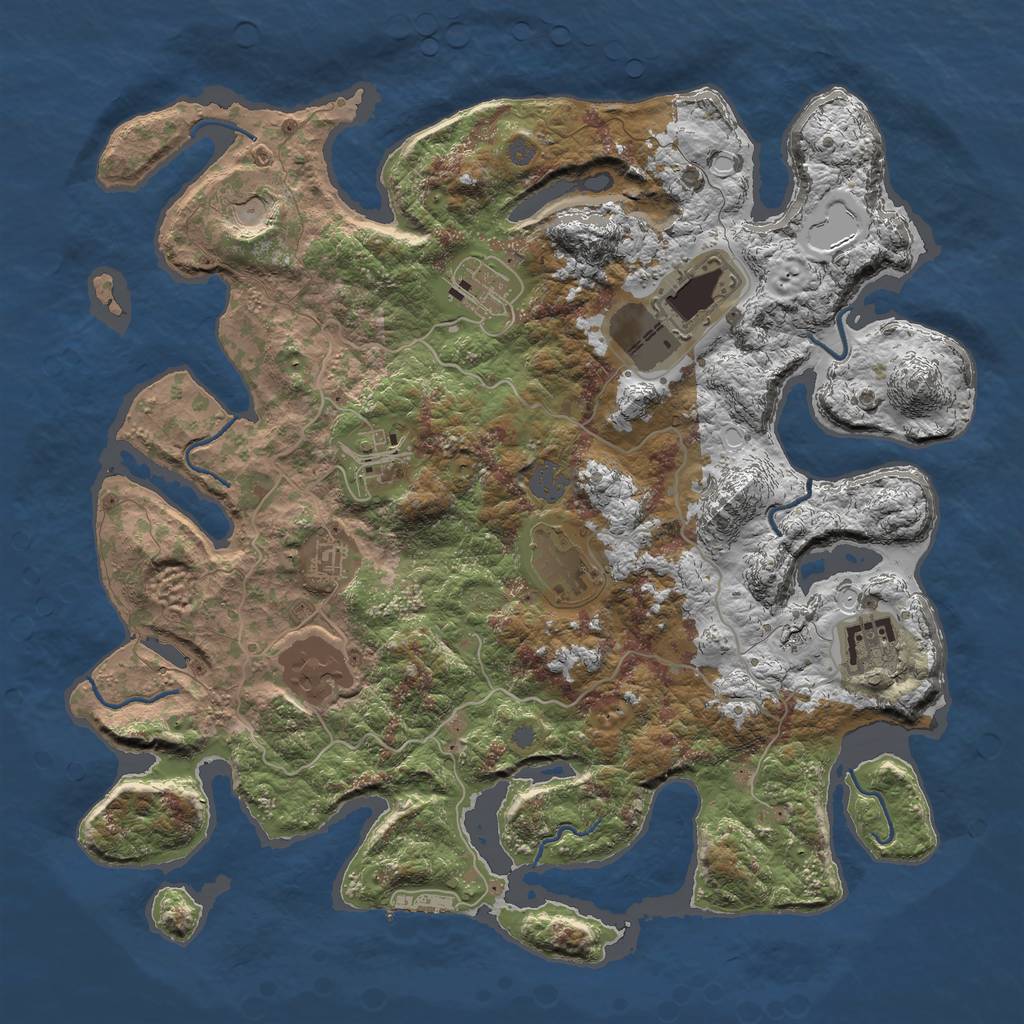 Rust Map: Procedural Map, Size: 4000, Seed: 1852993903, 14 Monuments