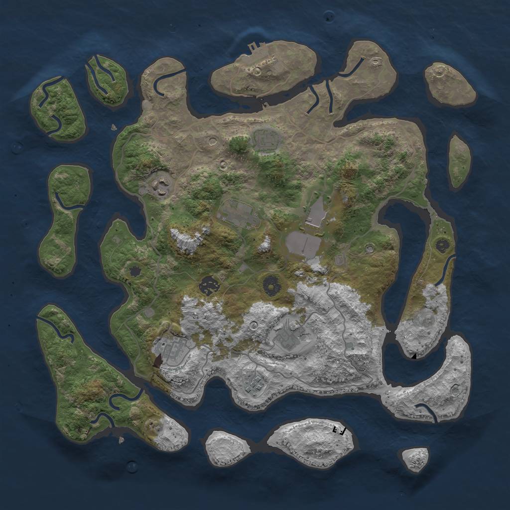 Rust Map: Procedural Map, Size: 4000, Seed: 328274, 12 Monuments