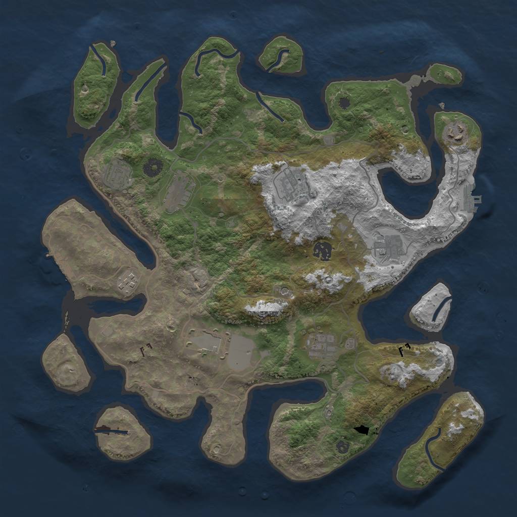 Rust Map: Procedural Map, Size: 4000, Seed: 1369163512, 14 Monuments