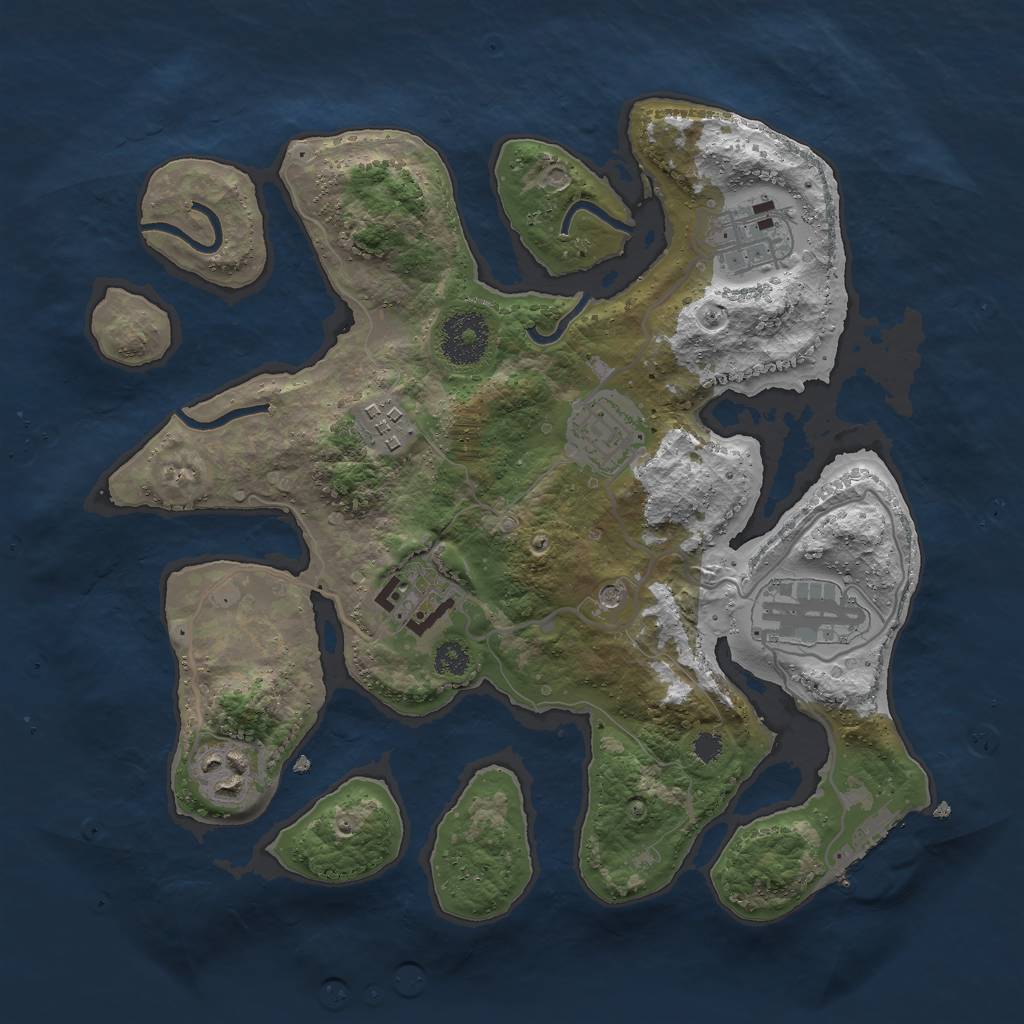 Rust Map: Procedural Map, Size: 3000, Seed: 13337, 10 Monuments