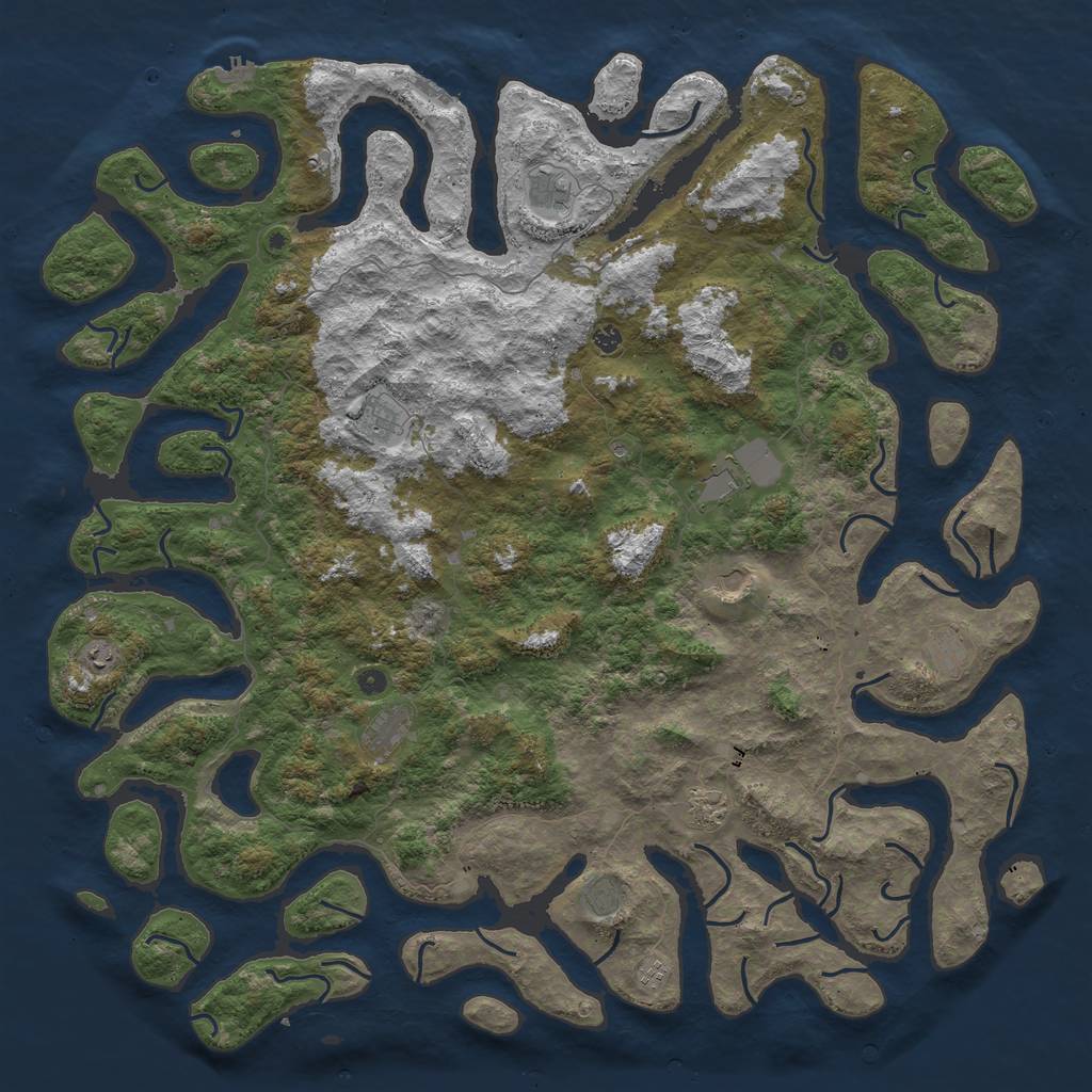 Rust Map: Procedural Map, Size: 6000, Seed: 18327840, 16 Monuments