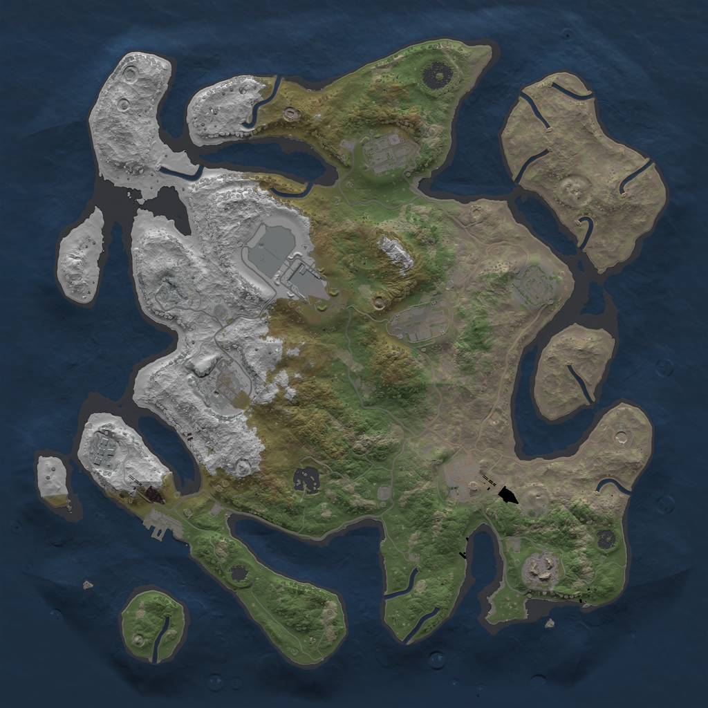 Rust Map: Procedural Map, Size: 3800, Seed: 72, 13 Monuments