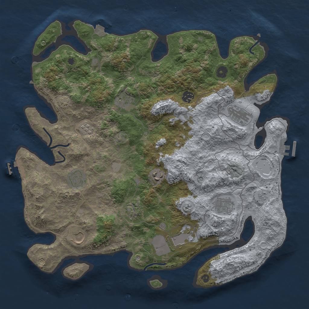 Rust Map: Procedural Map, Size: 4000, Seed: 20191214, 18 Monuments