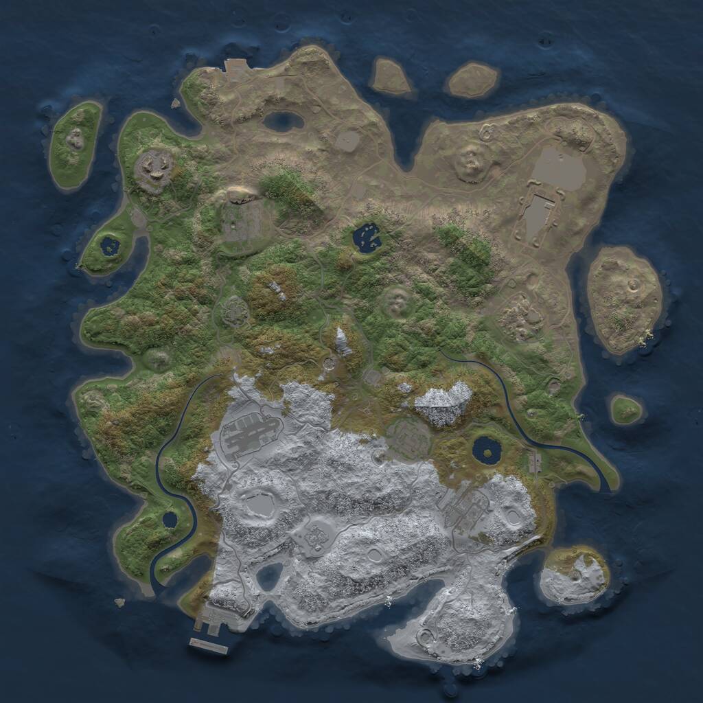 Rust Map: Procedural Map, Size: 3685, Seed: 24811, 13 Monuments