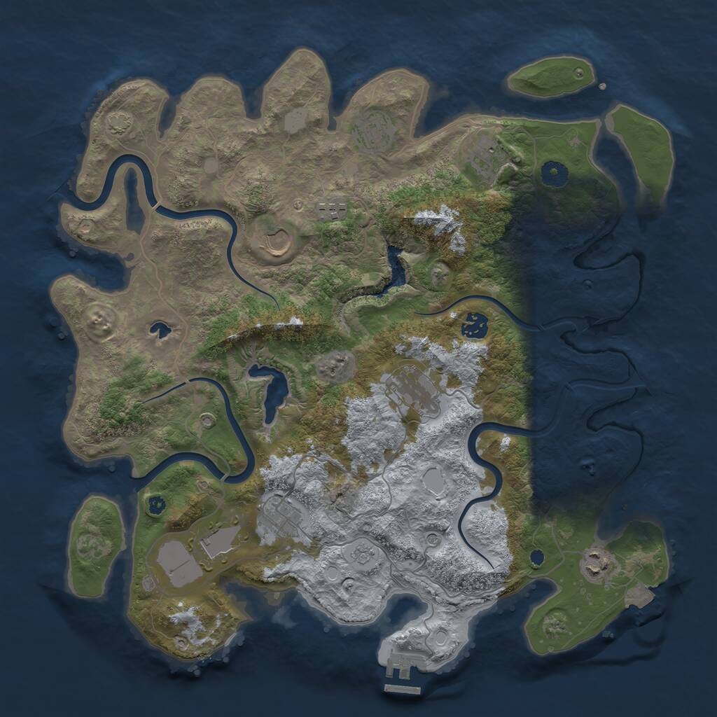 Rust Map: Procedural Map, Size: 4000, Seed: 9799, 14 Monuments