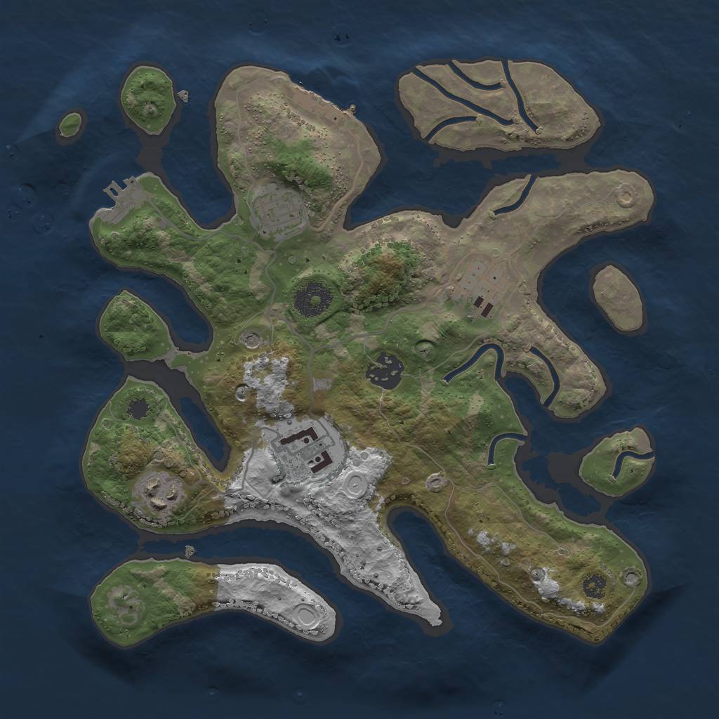 Rust Map: Procedural Map, Size: 3000, Seed: 38985, 13 Monuments