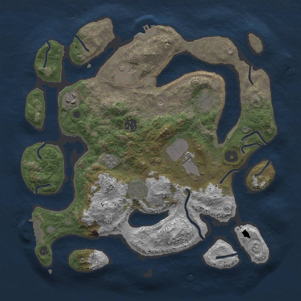 Rust Map: Procedural Map, Size: 3500, Seed: 2753881, 12 Monuments