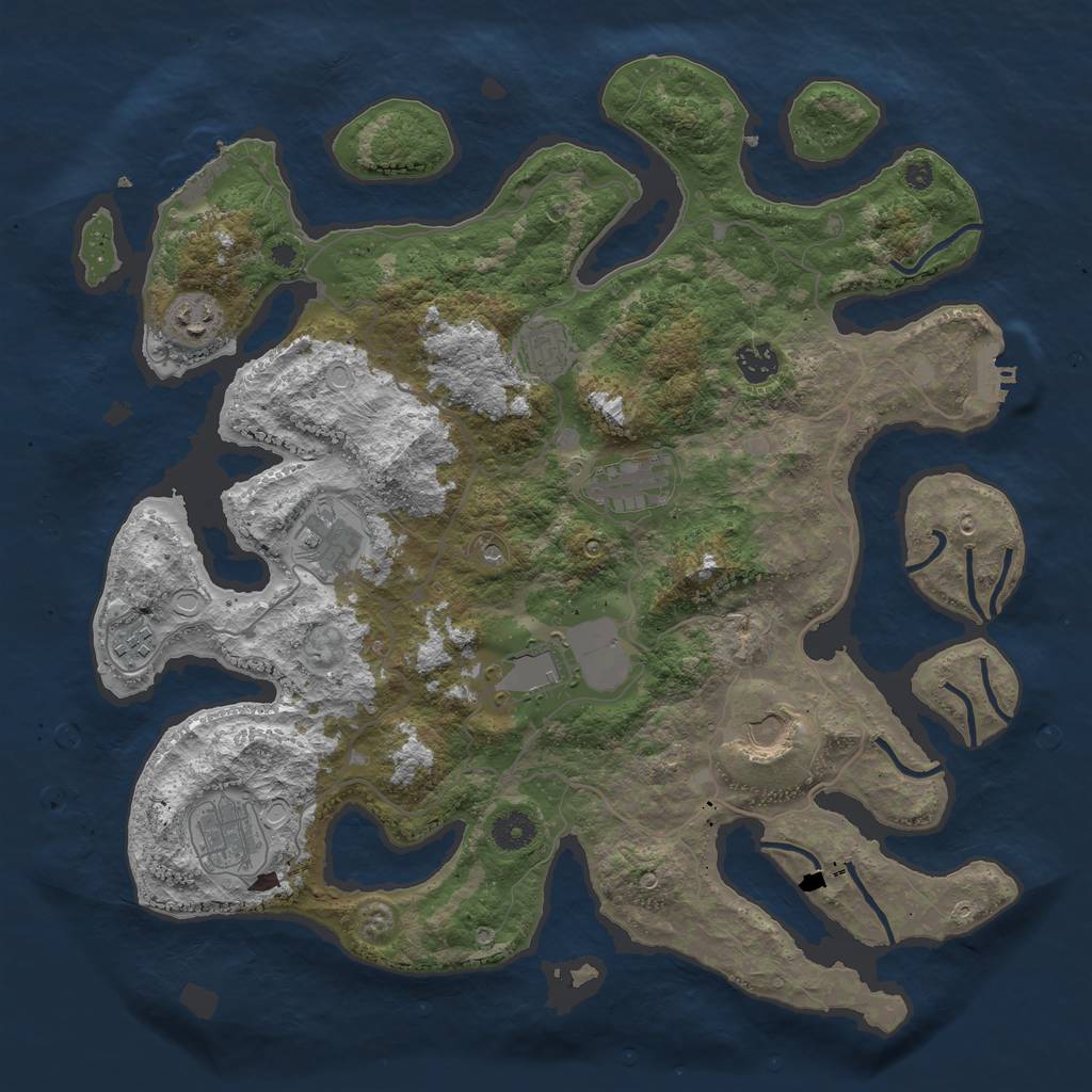 Rust Map: Procedural Map, Size: 4000, Seed: 1177987683, 17 Monuments