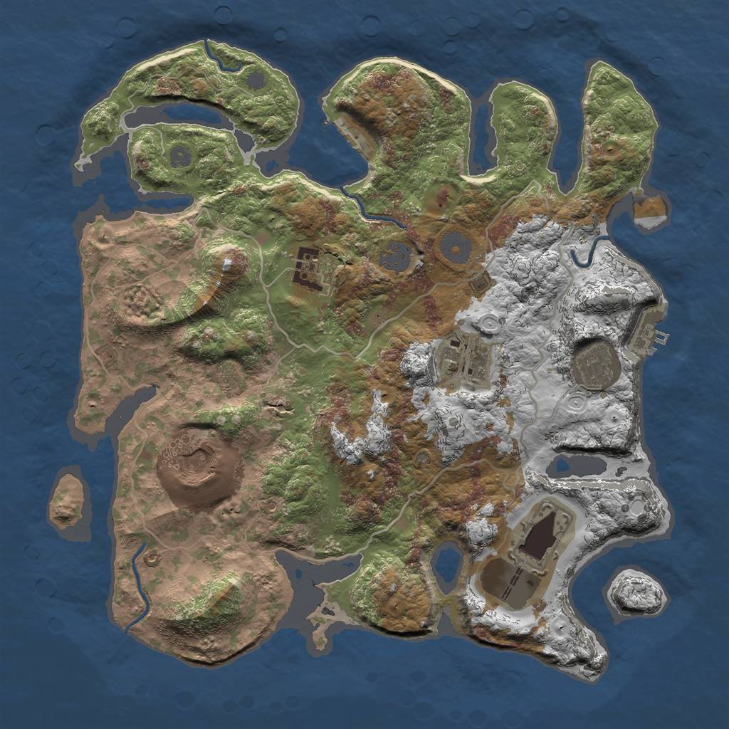 Rust Map: Procedural Map, Size: 3500, Seed: 4575, 12 Monuments