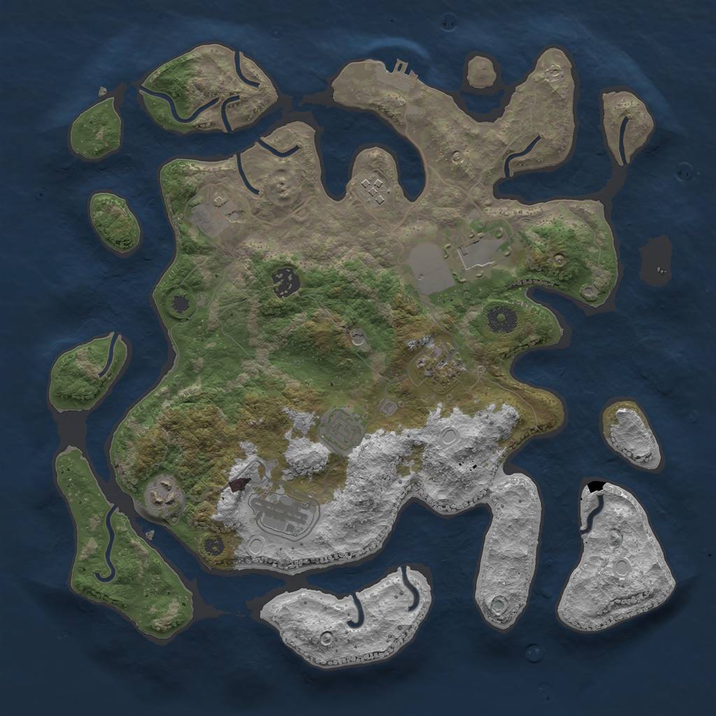 Rust Map: Procedural Map, Size: 3700, Seed: 24122019, 15 Monuments