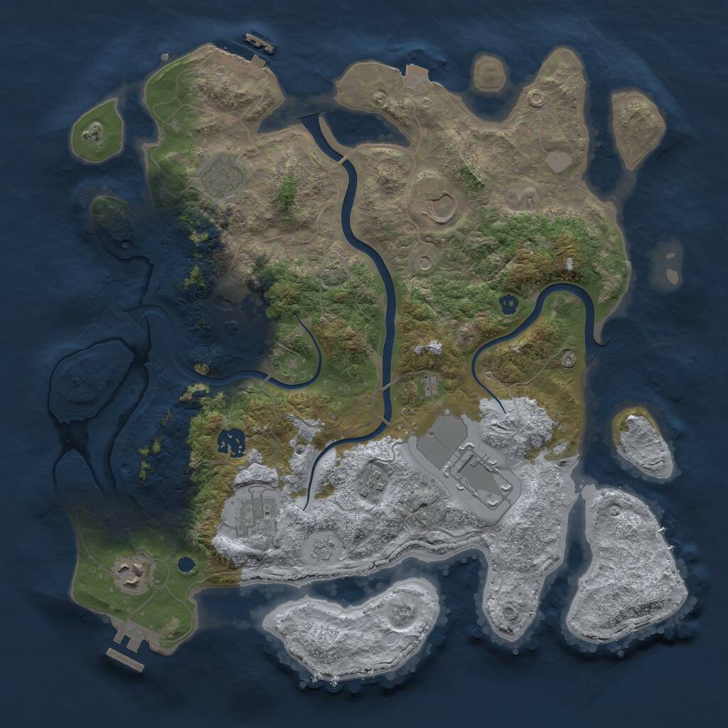 Rust Map: Procedural Map, Size: 3700, Seed: 24122019, 14 Monuments