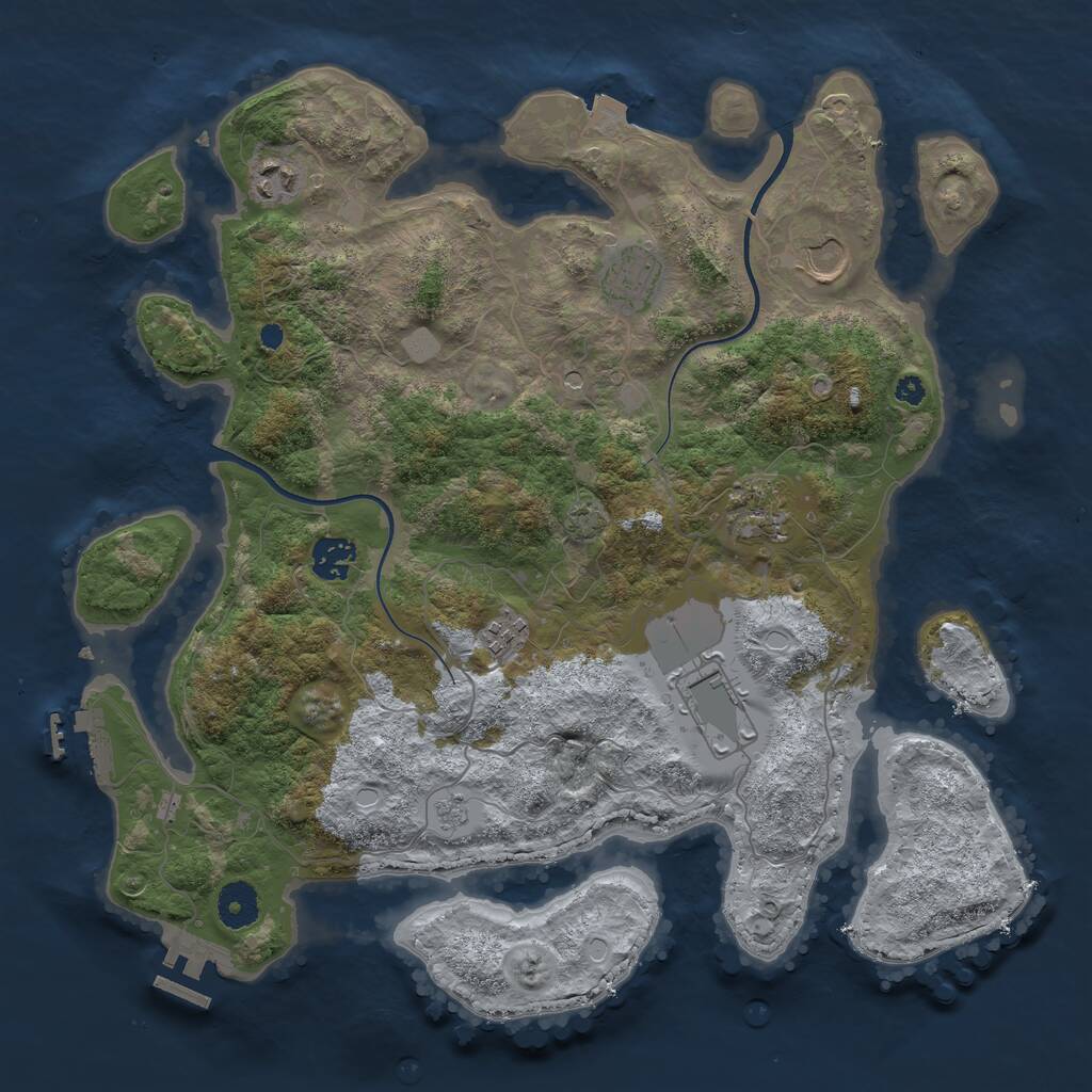 Rust Map: Procedural Map, Size: 3700, Seed: 24122019, 13 Monuments