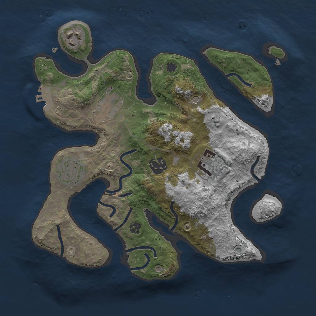 Rust Map: Procedural Map, Size: 2750, Seed: 79135, 9 Monuments