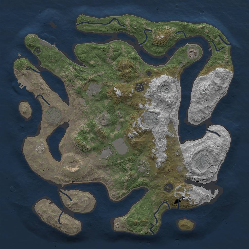 Rust Map: Procedural Map, Size: 4000, Seed: 1034, 18 Monuments