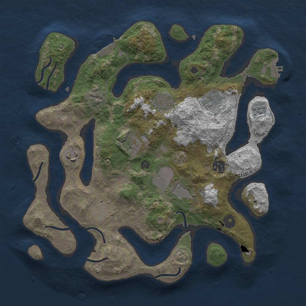 Rust Map: Procedural Map, Size: 3500, Seed: 74557, 19 Monuments