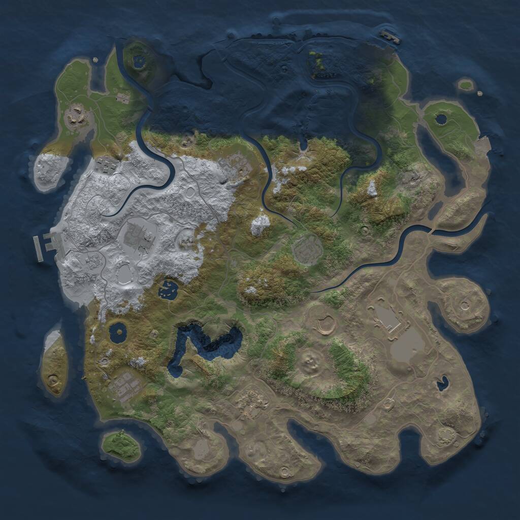 Rust Map: Procedural Map, Size: 4000, Seed: 2, 16 Monuments