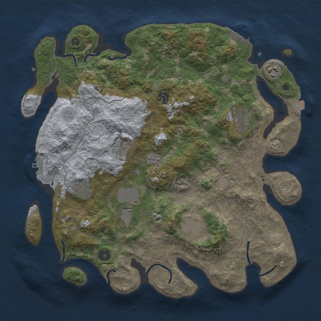 Rust Map: Procedural Map, Size: 4000, Seed: 2, 16 Monuments