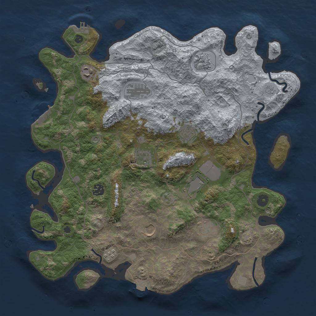 Rust Map: Procedural Map, Size: 4000, Seed: 13825, 18 Monuments