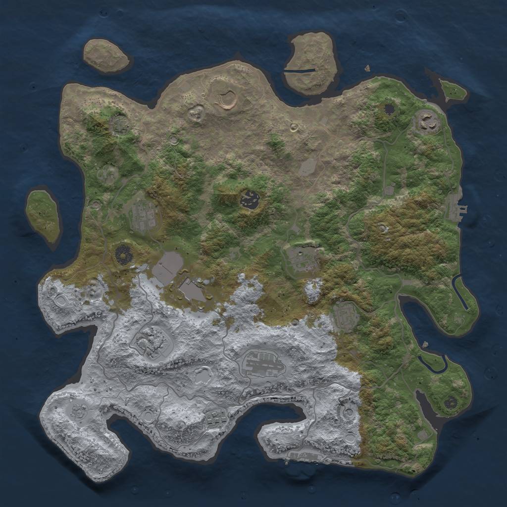 Rust Map: Procedural Map, Size: 4000, Seed: 2147483647, 17 Monuments