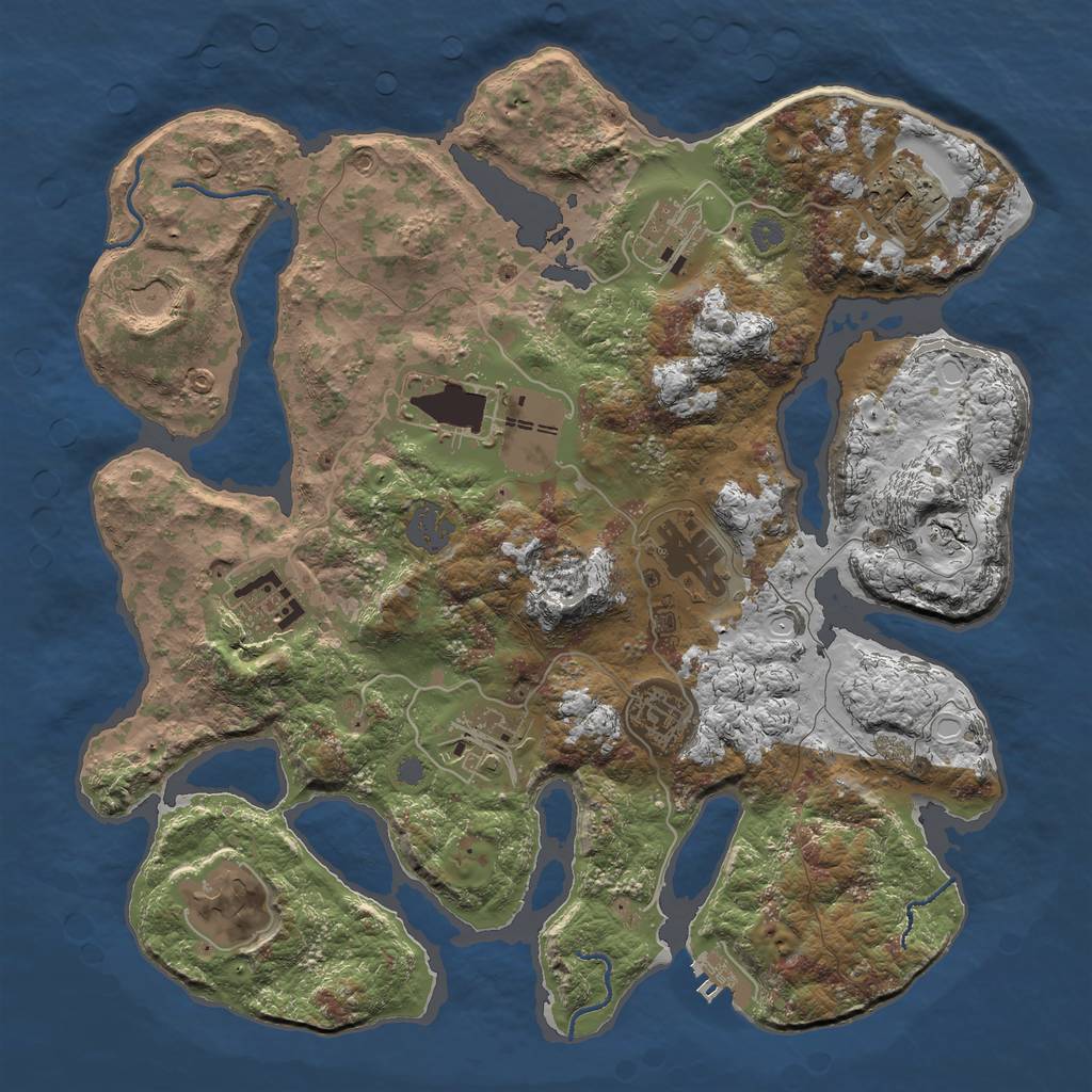 Rust Map: Procedural Map, Size: 3500, Seed: 456478, 15 Monuments