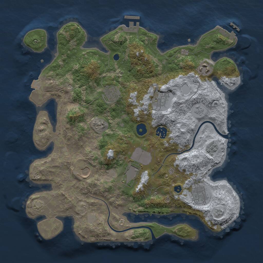 Rust Map: Procedural Map, Size: 3500, Seed: 356, 14 Monuments
