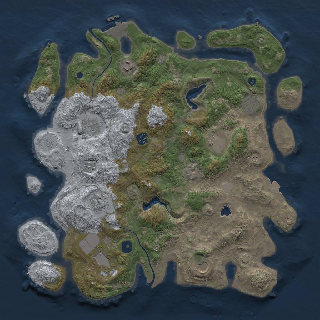 Rust Map: Procedural Map, Size: 4000, Seed: 12345, 14 Monuments