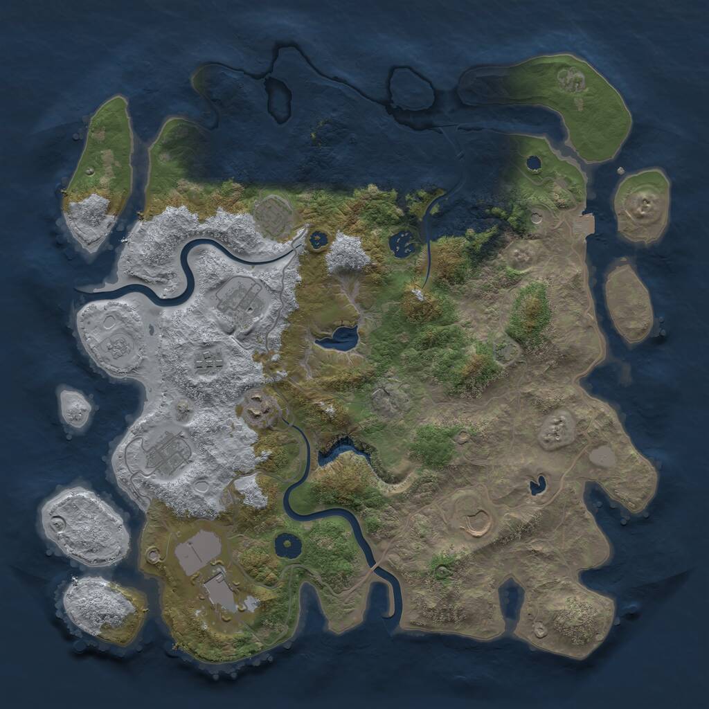 Rust Map: Procedural Map, Size: 4000, Seed: 12345, 12 Monuments