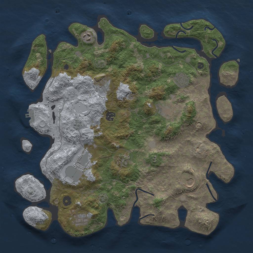 Rust Map: Procedural Map, Size: 4000, Seed: 12345, 17 Monuments