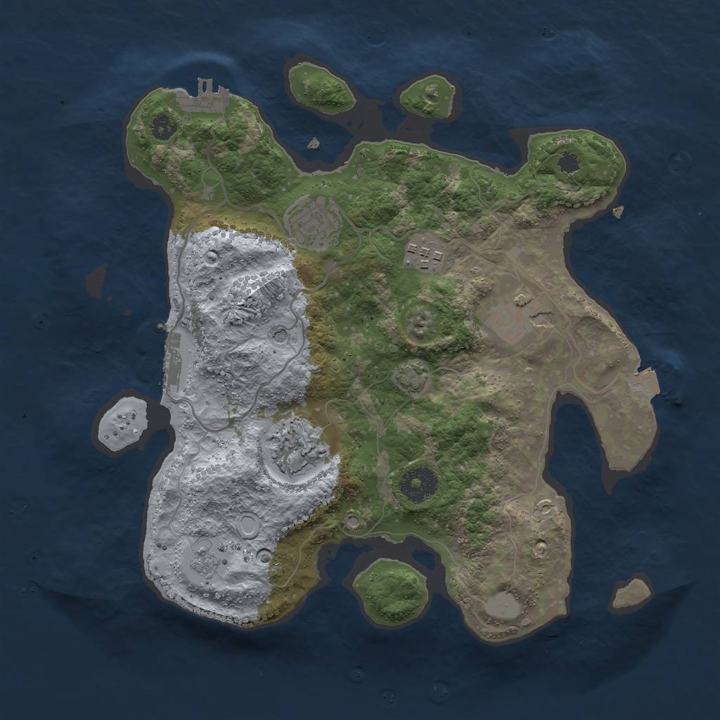 Rust Map: Procedural Map, Size: 3000, Seed: 100, 12 Monuments