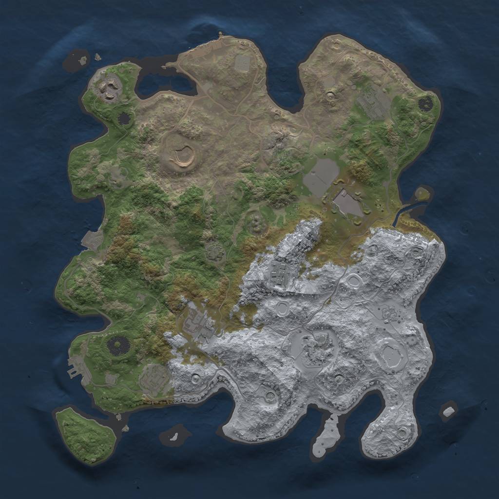 Rust Map: Procedural Map, Size: 3500, Seed: 9, 16 Monuments