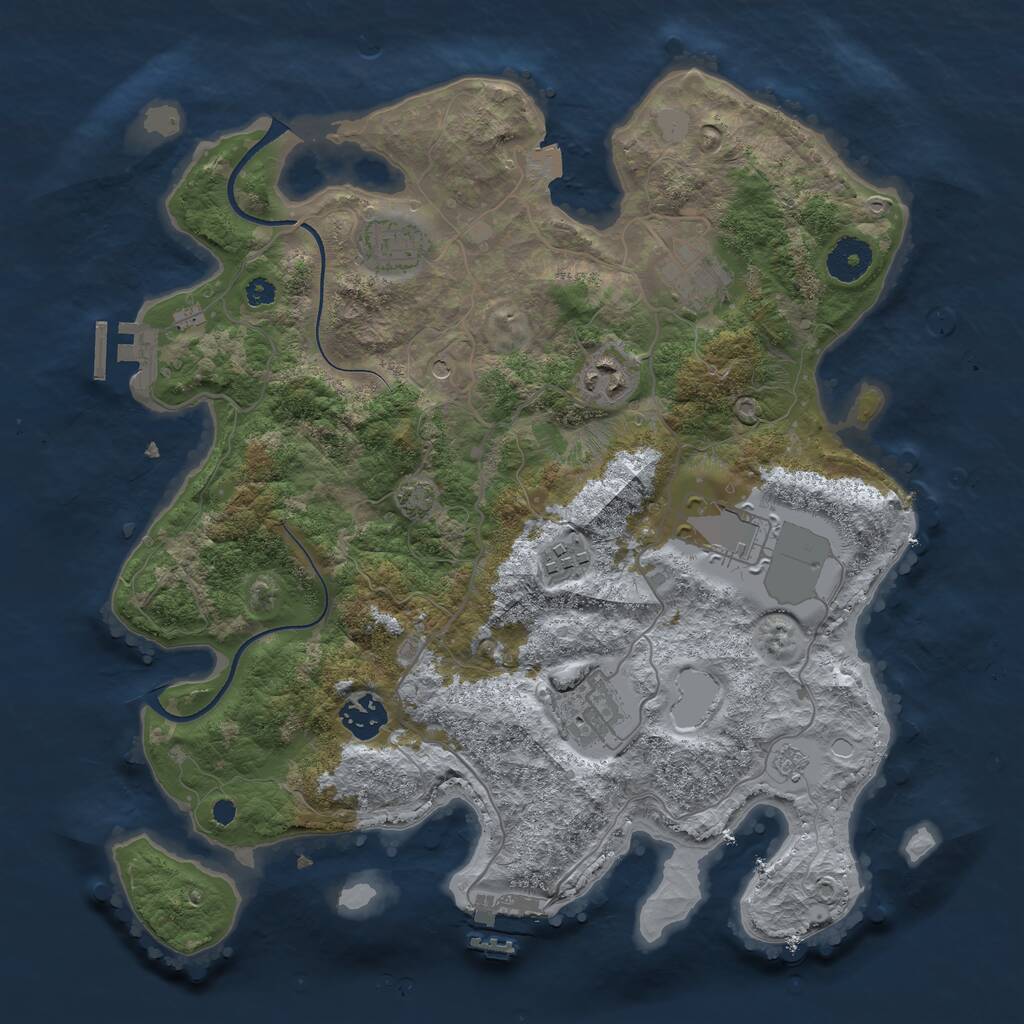 Rust Map: Procedural Map, Size: 3500, Seed: 9, 13 Monuments